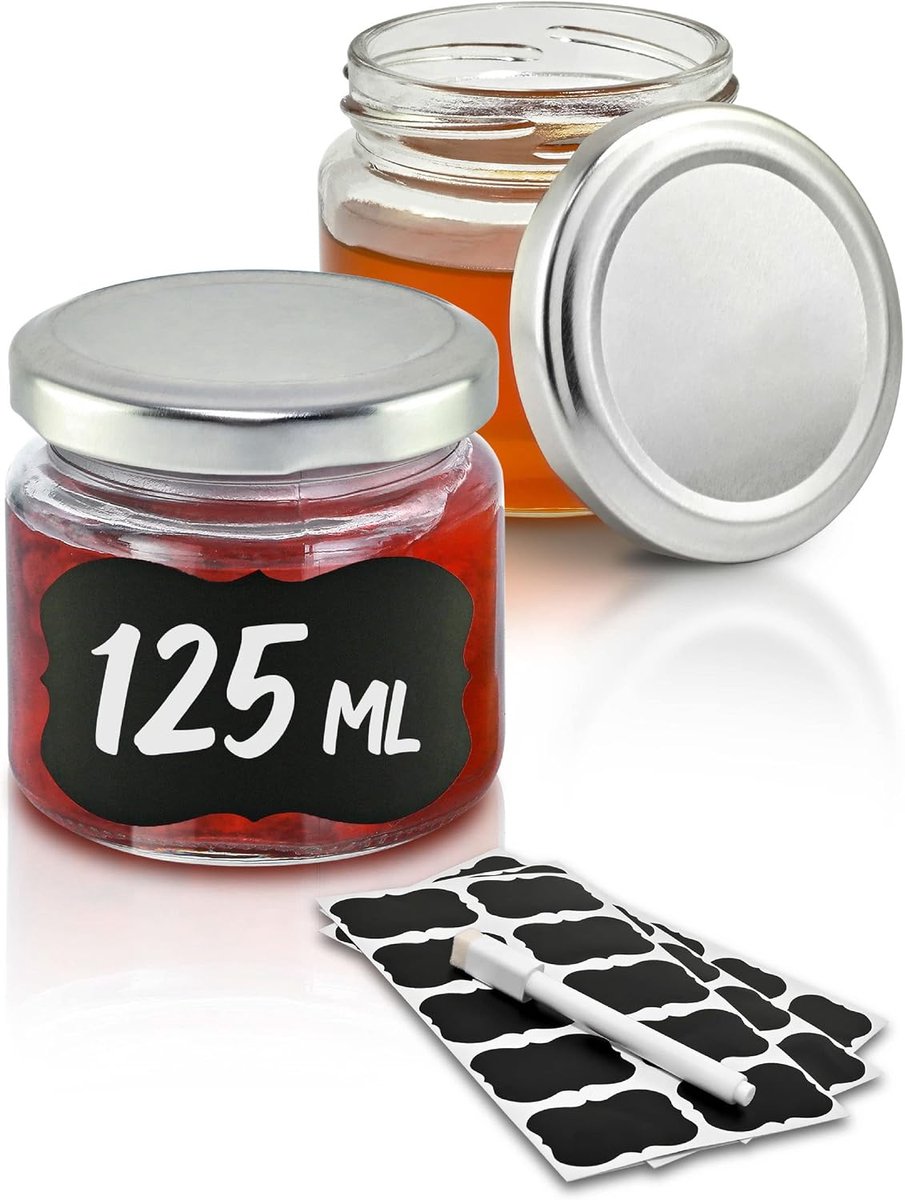 25 Confituurpotjes Glas 125 ml met Deksel – Kleine Schroefpotjes
