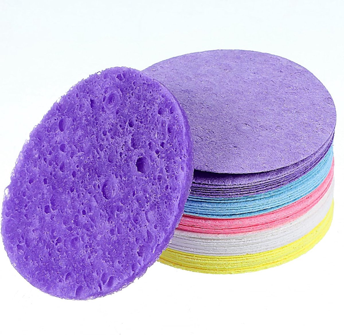 50 Stuks Gecomprimeerde Gezichtsponsen voor Natuurlijke Schoonheid, Herbruikbare Reiniging en Scrub voor Dagelijkse Huidverzorging en Make-up