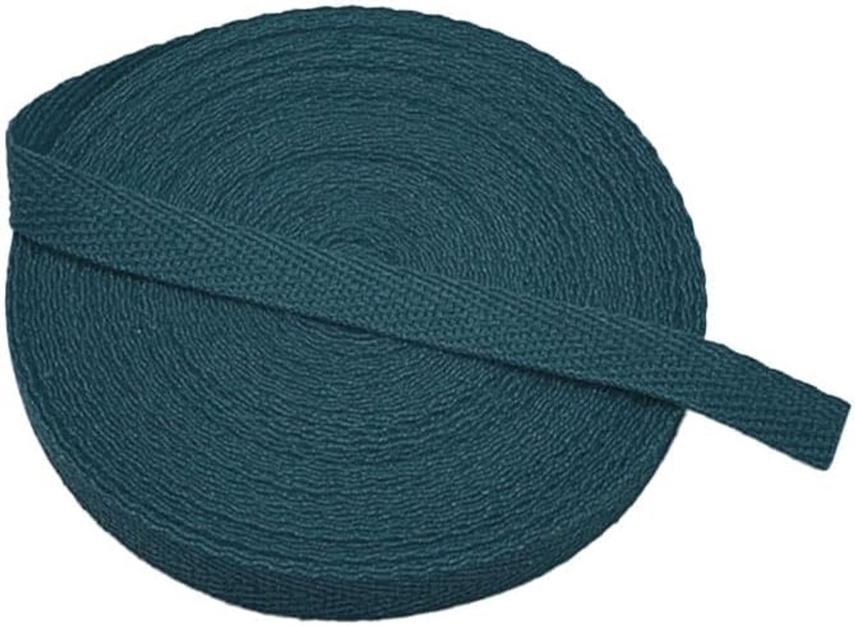 1 stuk keperstof katoenen lint, 20 mm x 10 m, biaslint en visgraatband voor naaien, knutselen, doe-het-zelfprojecten en geschenkverpakking (donkergroen