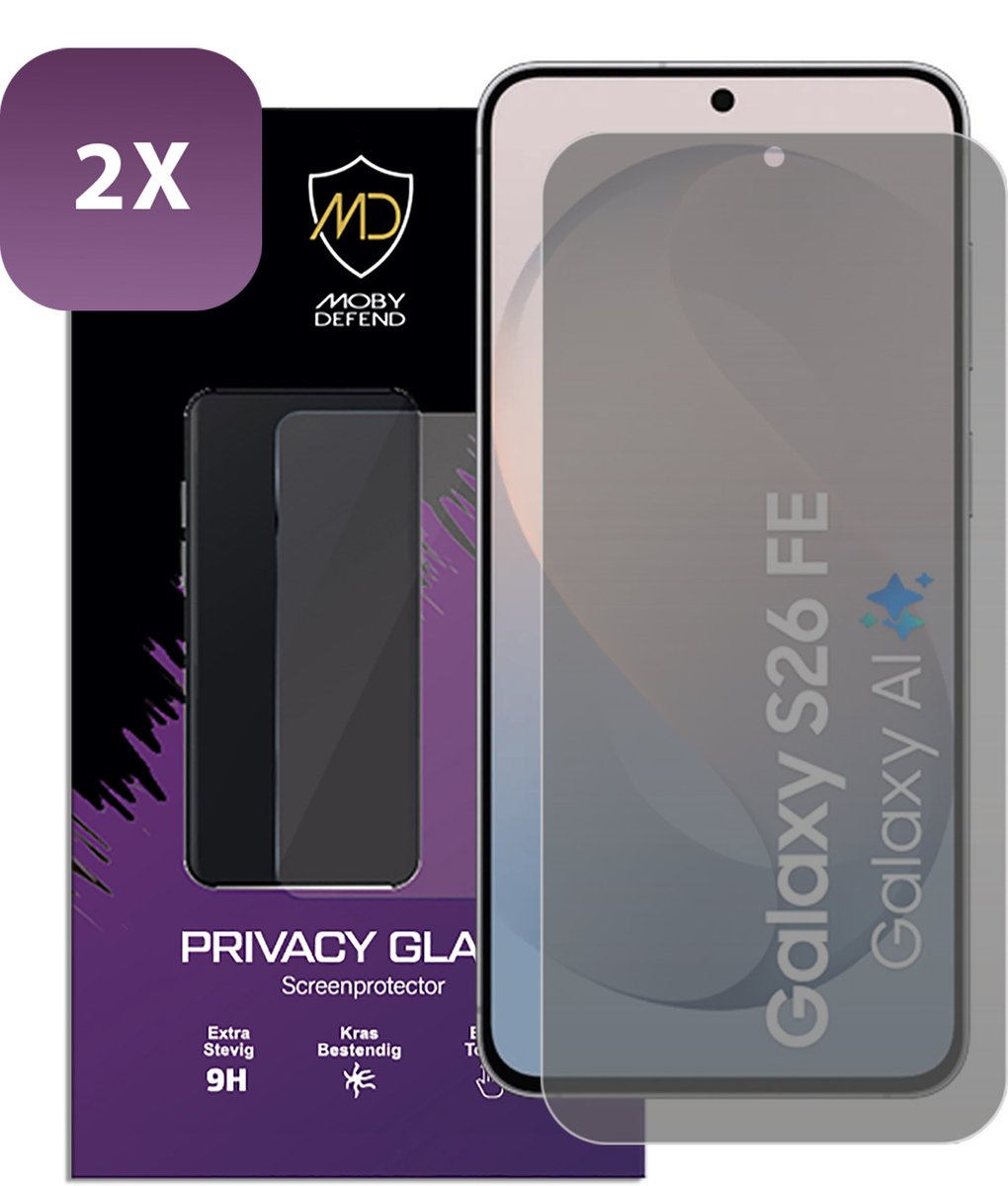 2-Pack MobyDefend Screenprotectors - Geschikt voor Samsung Galaxy S26 FE - Matte Privacy Glass Screensavers