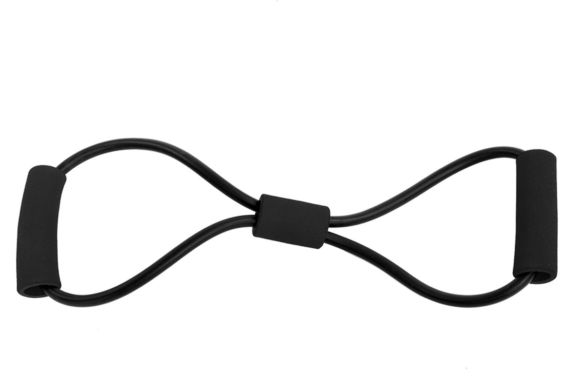 8-vormige weerstandsband voor krachttraining - rubber - 10 x 39 cm - zwart