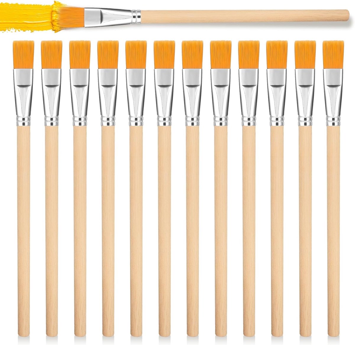12 Stuks Lijmborstels - 12 mm Brede Soldeerkwasten Set met Houten Handvat - Reinigingsborstels voor DIY Craft, Schilderen, Kunst en Solderen
