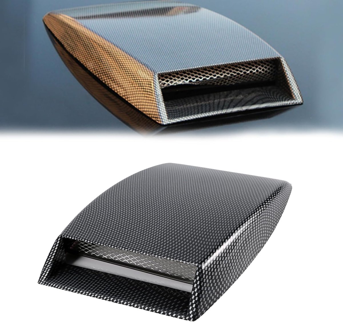 Vent Cover, Universele Auto Decoratieve Luchtstroom Inlaat Scoop, Motorkap Vent Sticker Cover Hood voor Meest Auto's(Koolstofvezel)