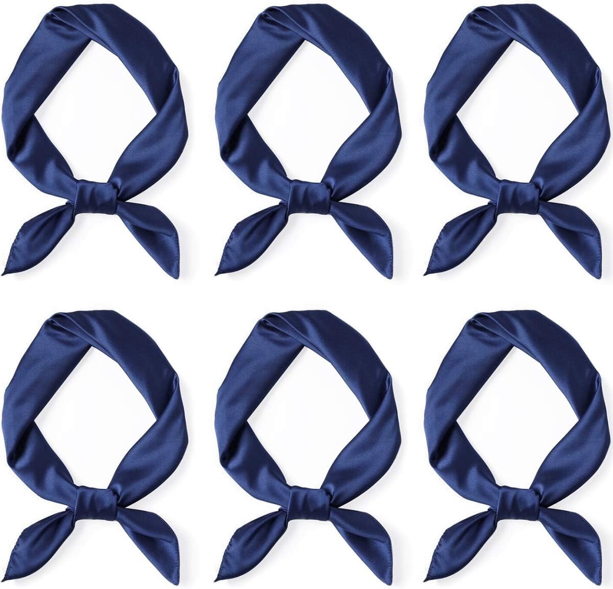 Satin Neck Scarf 6 Packs Square Handkerchief for Women (6 Packs - Navy, One Size)