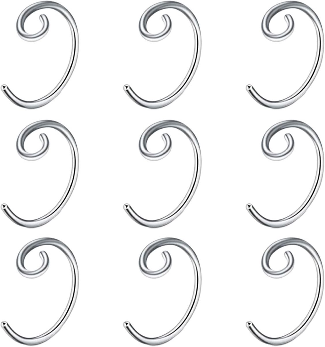 Neusring van chirurgisch staal, 9 stuks, voor lippen, septum, zilver, goud, zwart