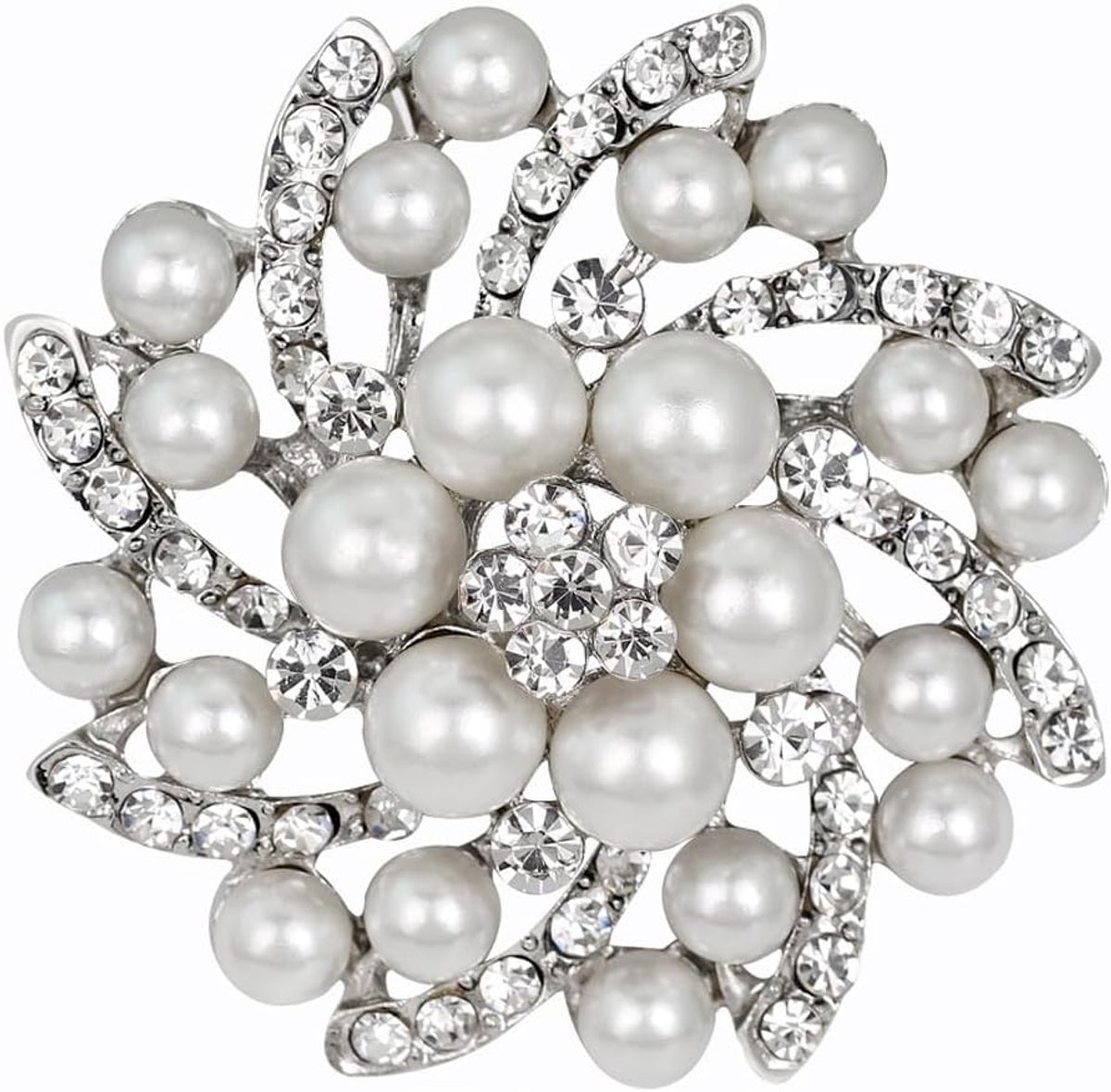 Kristallen bloemenbroche met imitatieparel, prachtige corsagespeld met strass voor vrouwen, bruiloft, verjaardag, accessoires, sieraden, cadeau, bruid, meisje