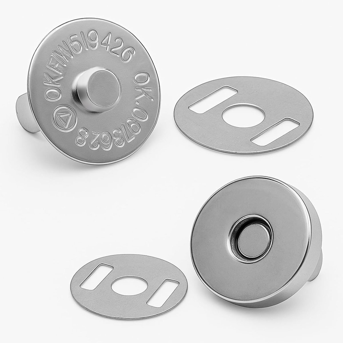Knopen, 14 mm, zilver, zonder naaien, doe-het-zelf zaksluitingsset voor handwerk en rugzak, 30 stuks, magneetsluiting voor tassen, kleding, portemonnee, handtas, mantels, jassen, windbreaker