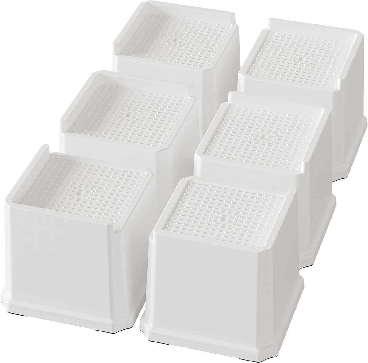 6 Pack Bed Risers 10,5 cm Heavy Duty Extra grote Bed Meubelliften 1,50 lbs Liften Up Riser voor Bank en Tafel, Wit