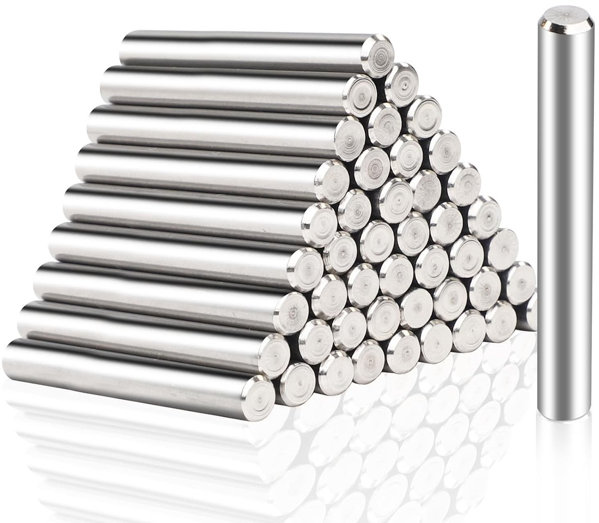 Cilindrische pennen set van 40, roestvrij staal, 6 x 40 mm, voor boekenplank ondersteuning en decoratie