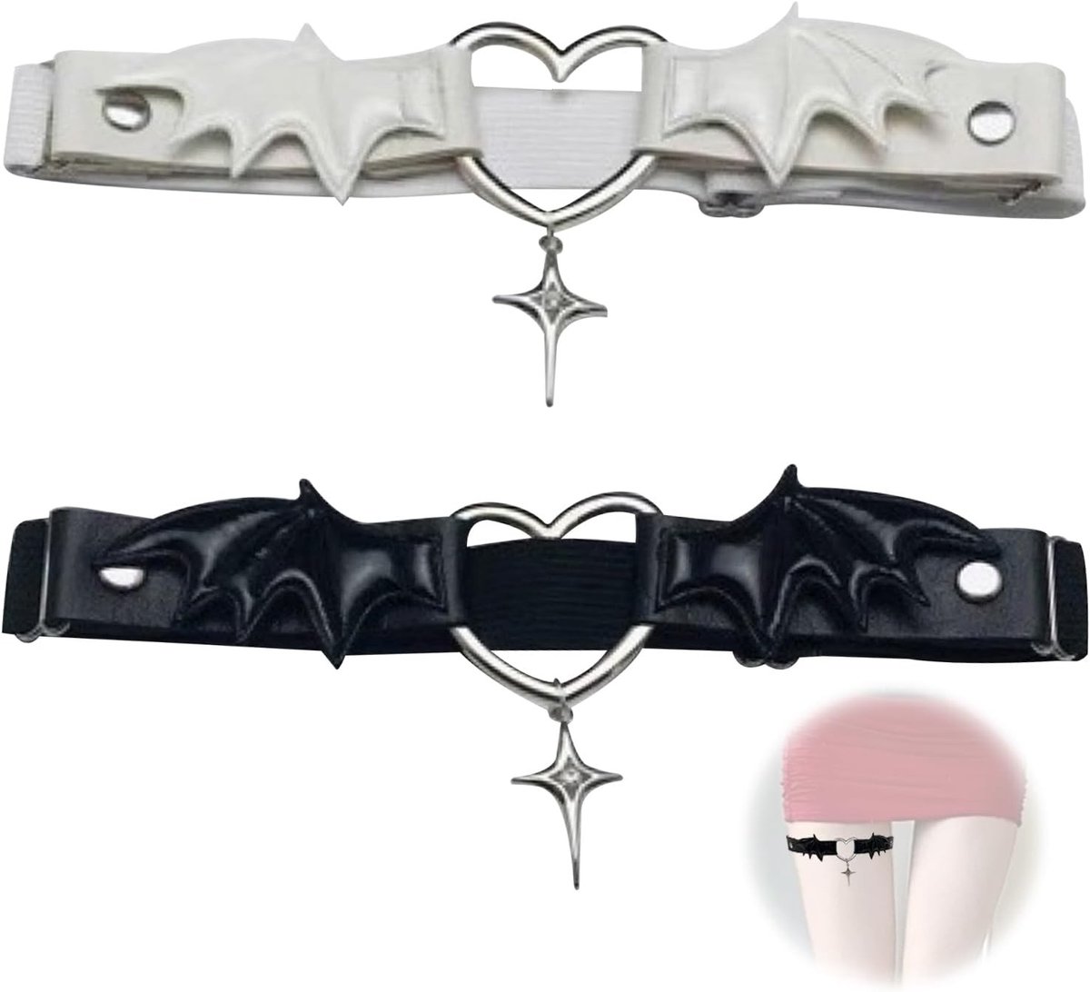 Garter Belt voor Dames van PU Leer met Punk Hartvleugels en Verstelbare Ring voor Gothic Cosplay en Halloween Feestaccessoires