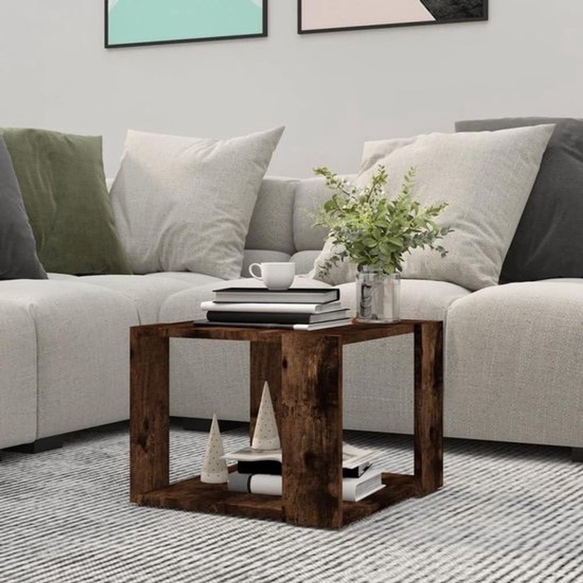 Bijzettafel met legvlak - Moderne salontafel - Woonkamer opruimen - Eenvoudig te reinigen - 40 x 40 x 30 cm