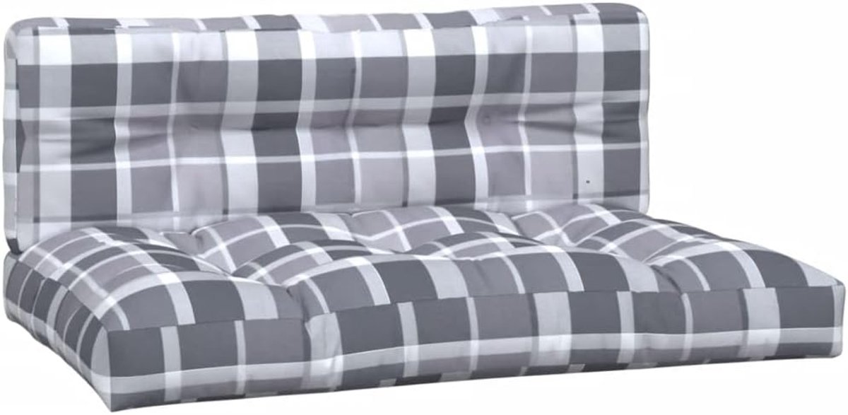 2-delig grijs ruitpatroon polyester waterdicht voor outdoor tuinmeubelen met holle vezelvulling