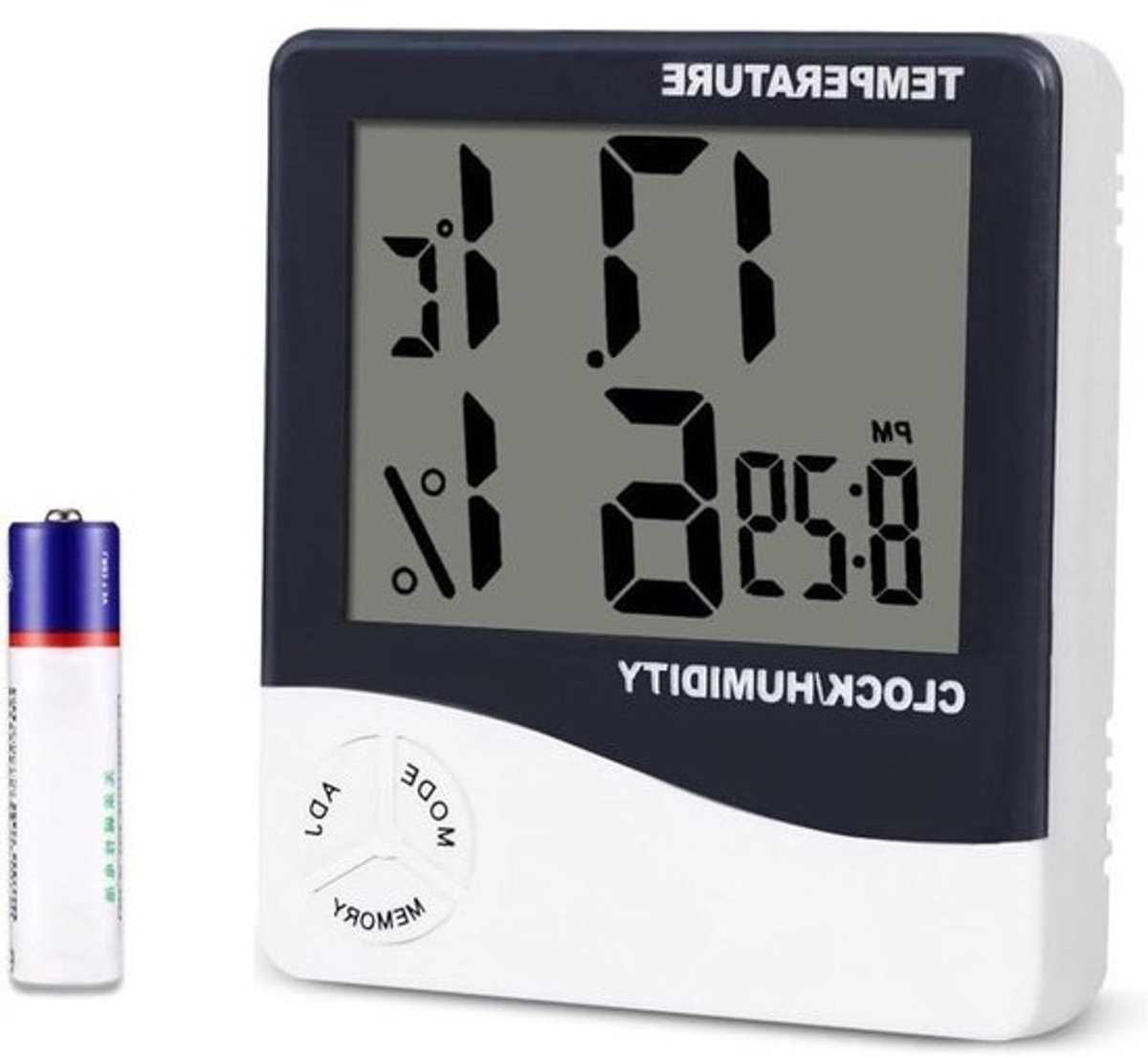 Digitale Thermometer Hygrometer - Nauwkeurige Binnen Temperatuur en Vochtigheidsmeter met Klok en Max/Min Functie