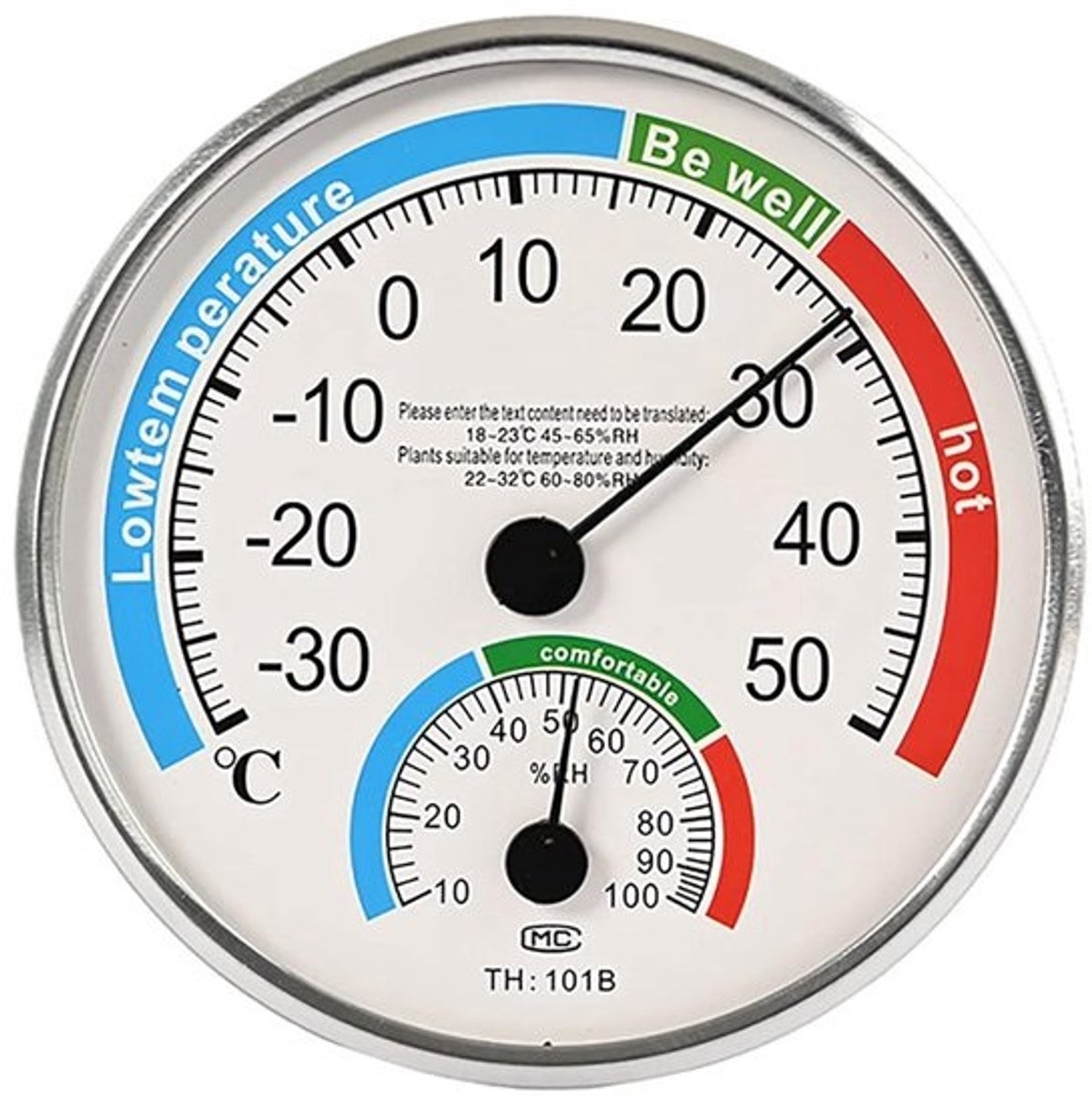 Analoge Binnen en Buiten Meter voor Temperatuur en Vochtigheid - Hygrometer Thermometer