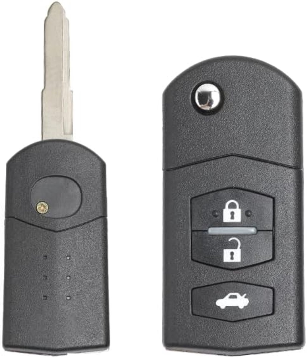 Key Shell Housing Compatible with Mazda 3 5 6 M6 RX8 MX5, Replacement Cover, Repair, Blank Blade, 3 Buttons