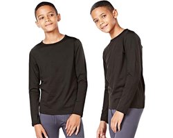 orbiz 2X Unisex Kinderen Kinderen Thermisch Zwart Ondergoed Lange Mouw Shirt Top Warm Vest