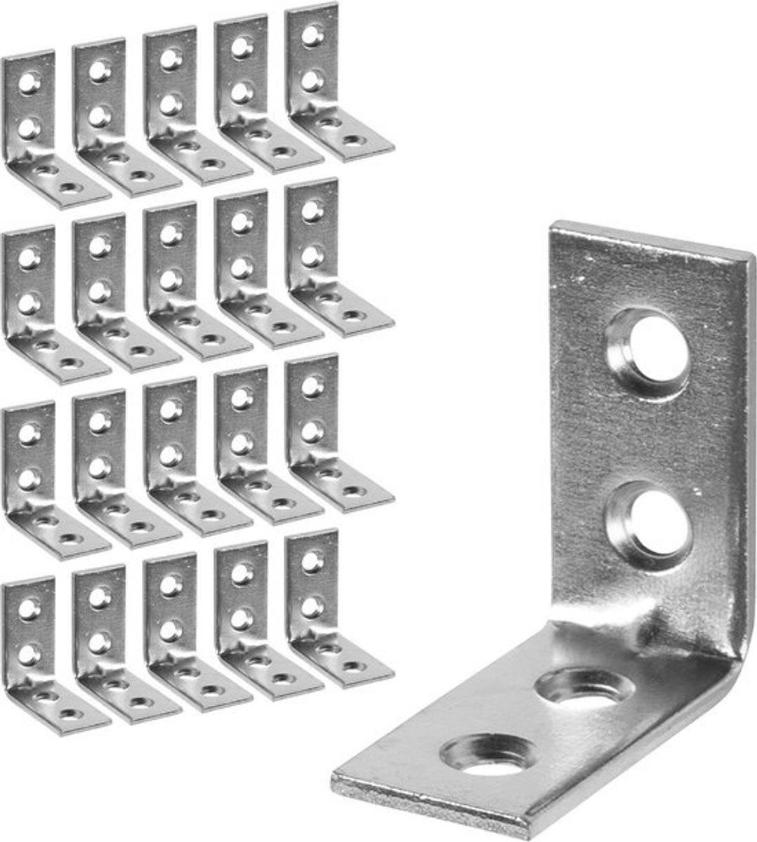 Hoekbeugels voor Hout - Roestvrijstalen L-beugels 40 x 40 mm - 20 Stuks voor Meubelbouw en Wandplanken