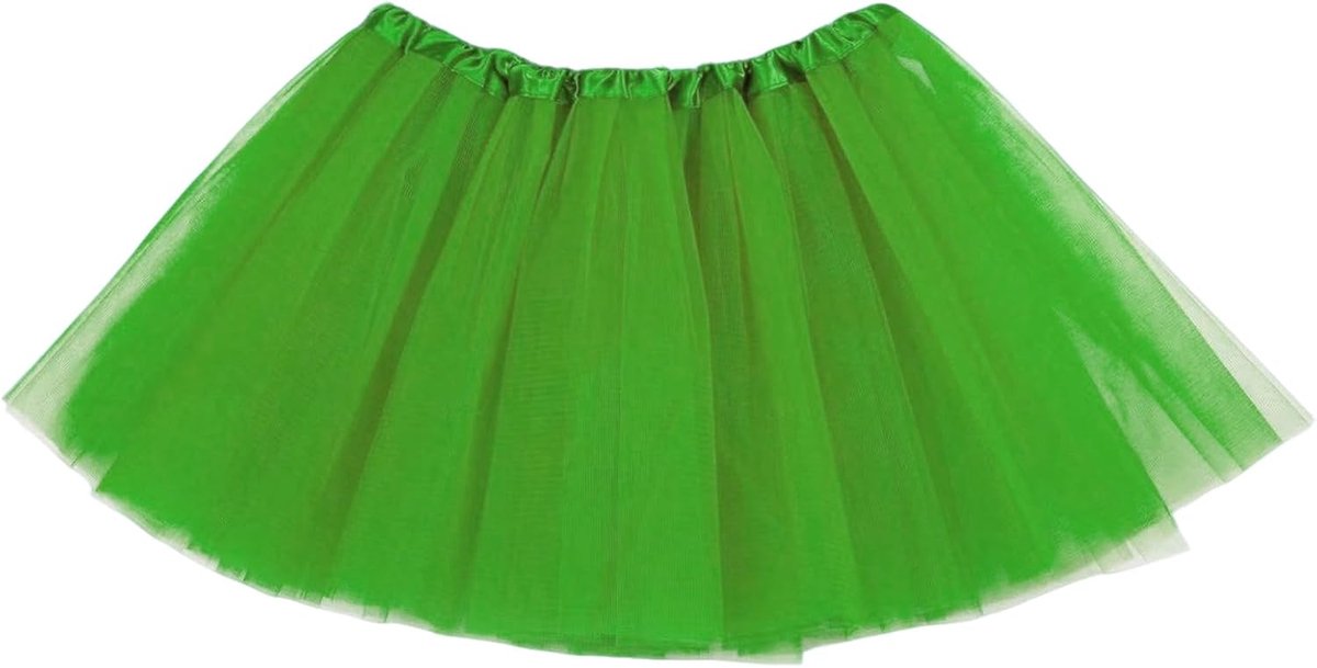 Dames tule rok – Groen, klassiek & elastisch | 3-laags tule tutu – Zacht & comfortabel | Ideaal voor dans & feesten | Geschikt voor carnaval, Halloween, jaren 80-themafeesten en feestelijke
