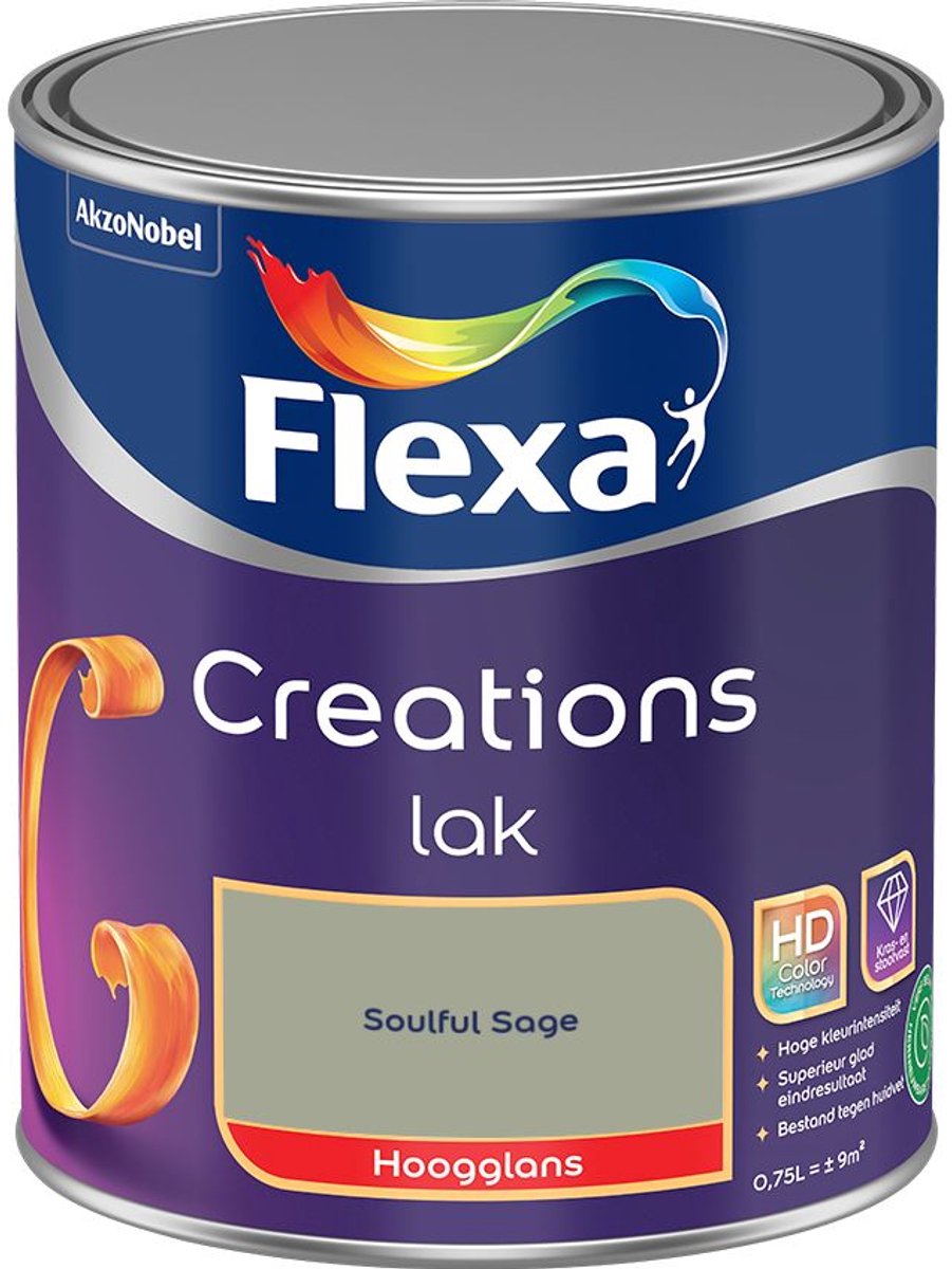 Flexa - Creations Lak Hoogglans - Soulful Sage - 750 Ml - Kleur Van Het Jaar 2027