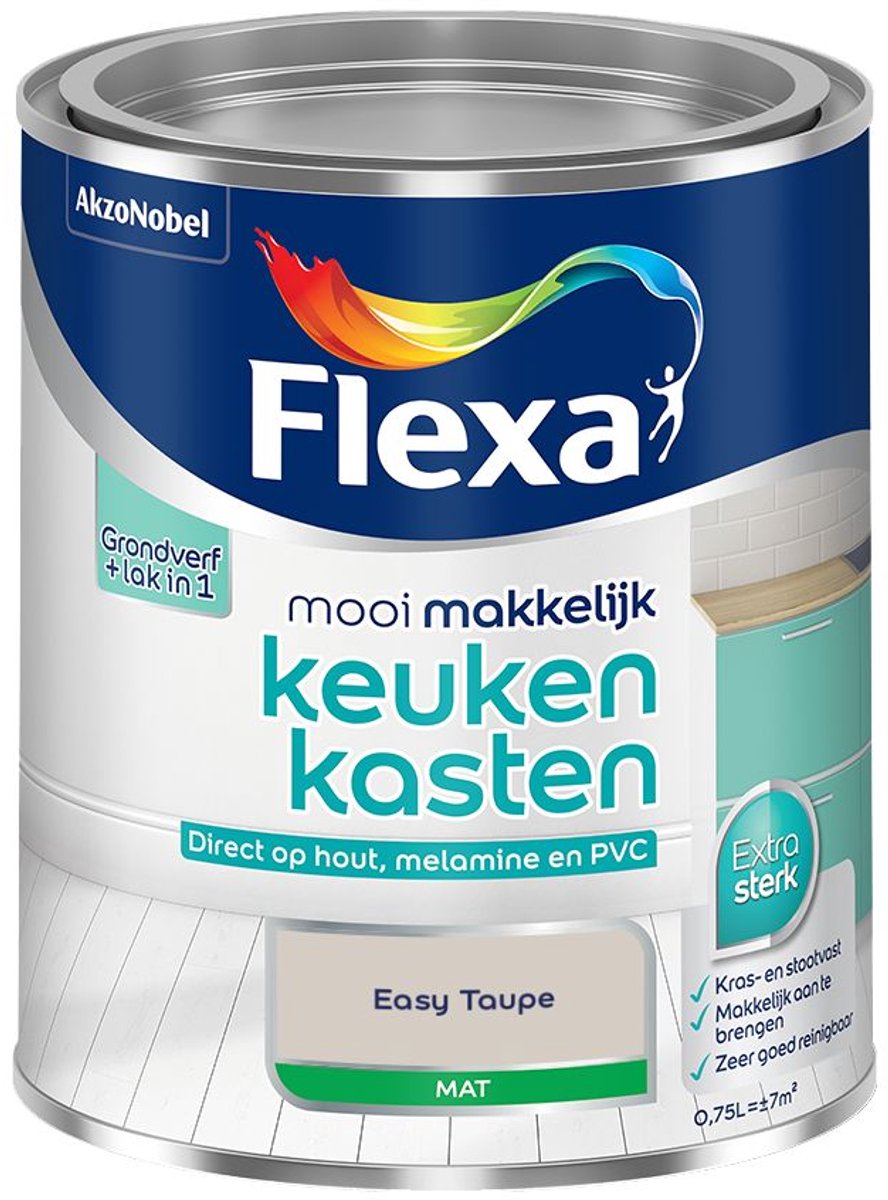 Flexa - Mooi Makkelijk Keukenkasten Mat - Easy Taupe - 750 Ml - Kleur Van Het Jaar 2027