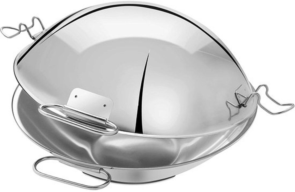 RVS Cataplana Pan met Dubbel Deksel voor Stomen - Geschikt voor Alle Warmtebronnen, Inclusief Inductie - 24 cm