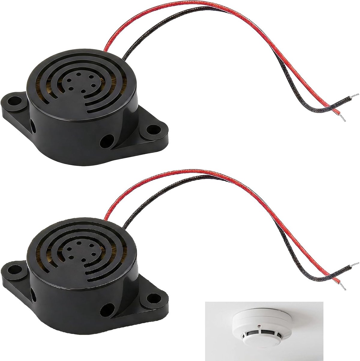 2 stuks zoemer, 12 V, piëzo, elektronisch, krachtig, continu alarm, 100 dB, waterdicht, 3-24 V, veiligheidswaarschuwing voor auto, motorfiets, vergeten koplampsysteem en toepassingen buitenshuis