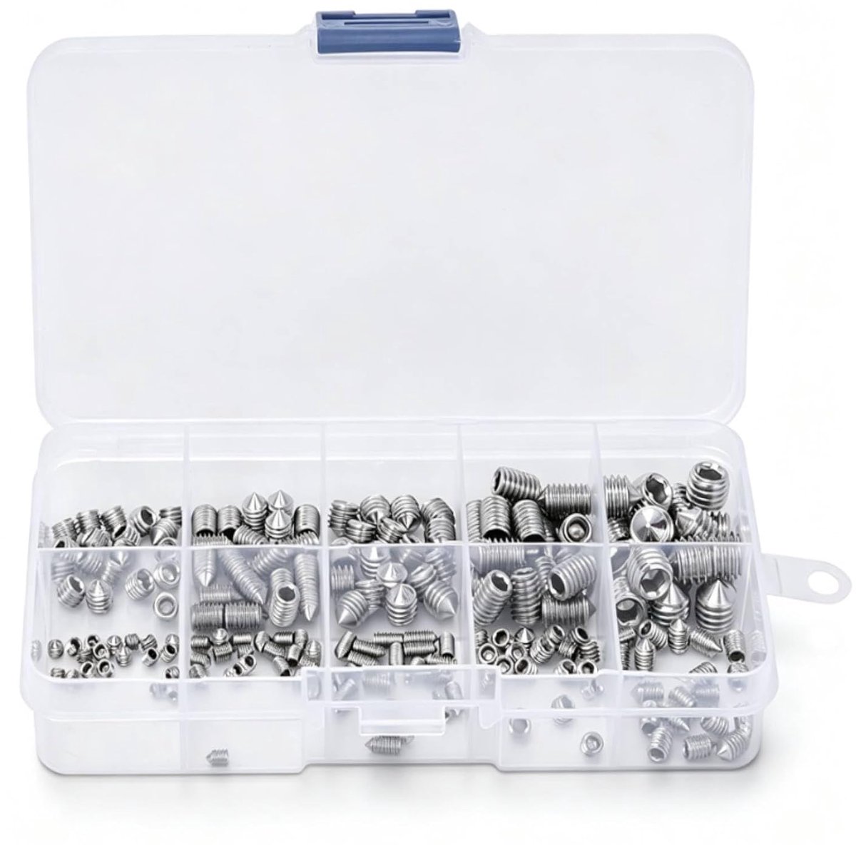 200 stuks 2 Box Set Schroef Assortment Kit 400 Stuks KopGrub Schroef Set Cone Point Hex Sockets Assortment Kit M3/M4/M5/M6/M8 roestvrij staal voor Accuracy-instrumenten