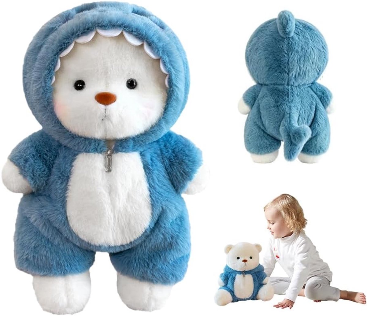 teddybeer, schattige pluche beer, 30 cm, schattige pluche beer, gekostumeerd in dinosaurus, beweeglijkheid, zacht en wollig, wasbaar, teddybeer voor vriendin, Valentijnsdag, cadeau