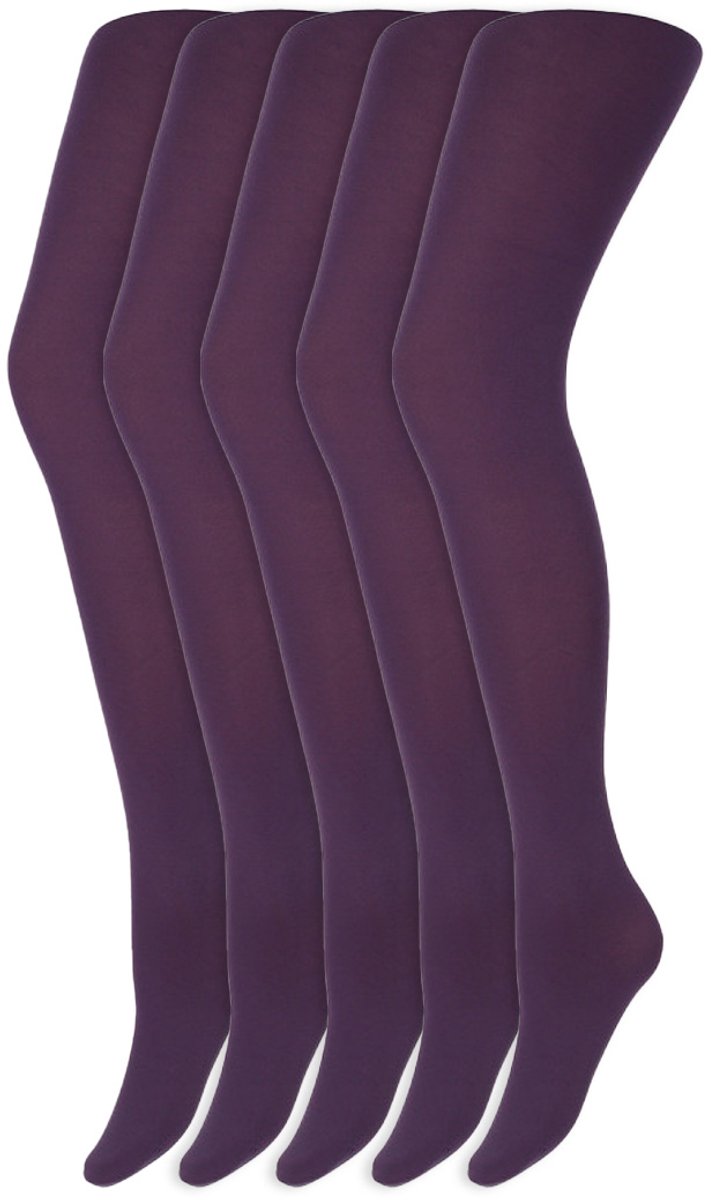 Marianne Gekleurde Panty’S | Micro | 60 Denier | Merk: Marianne | Maat: S T/M Xxl | Kleur: Donker Paars | 5 Paar
