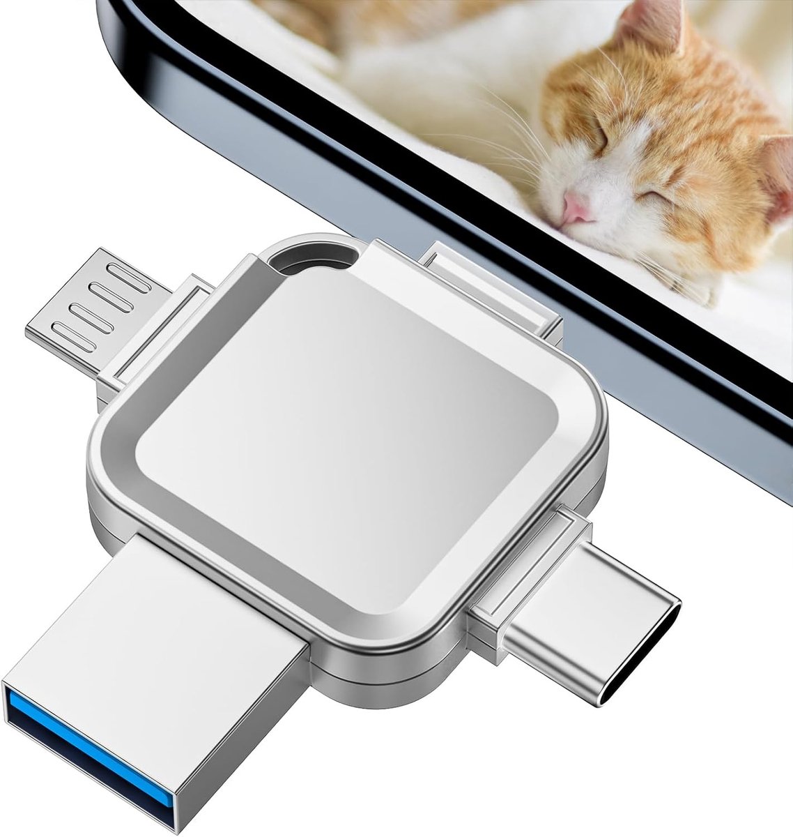 4-in-1 256GB USB-stick voor Phone/USB/Type-C/Micro/PC