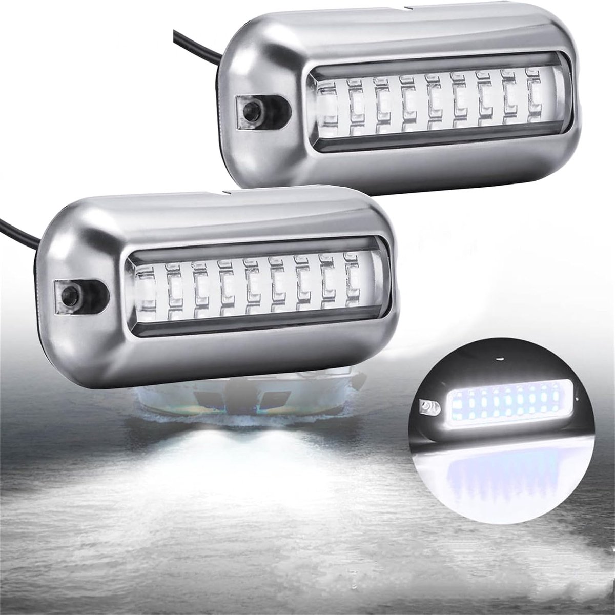 2x 27 LED Onderwater Boot Lights - 12V-30V Achterlicht Navigatie Signaal voor Boten, Deck, Kajak, Jacht, Marine, Ponton