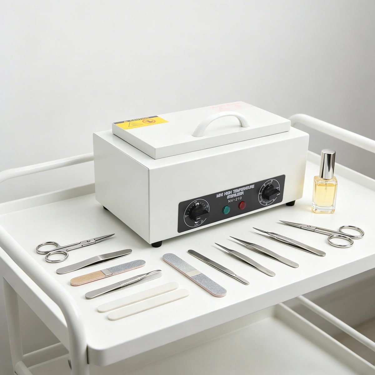 Blinxz.store – Hoge Temperatuur Sterilisator – Elektrische Desinfectiebox voor Tandheelkundige Instrumenten en Nagelgereedschap -Wit - Warmte desinfectie machine 220 graden