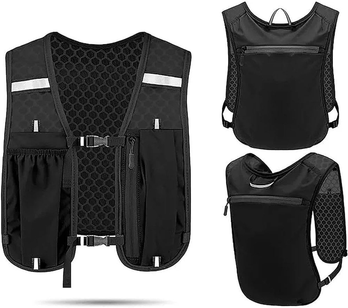 Hardloopvest voor dames en heren, met telefoonhouder en opslag, verstelbaar, licht, ademend, voor hardlopen, fietsen en wandelen