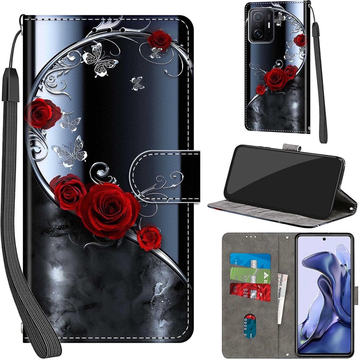 Hoesje voor Xiaomi 11T 5G/ 11T Pro 5G, Roze vlinder