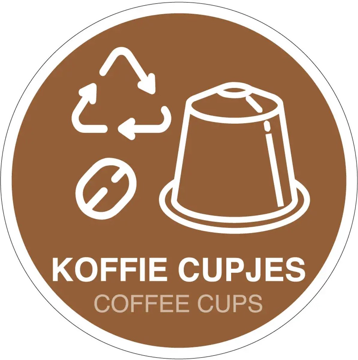 Koffie cupjes afval sticker | 20 cm