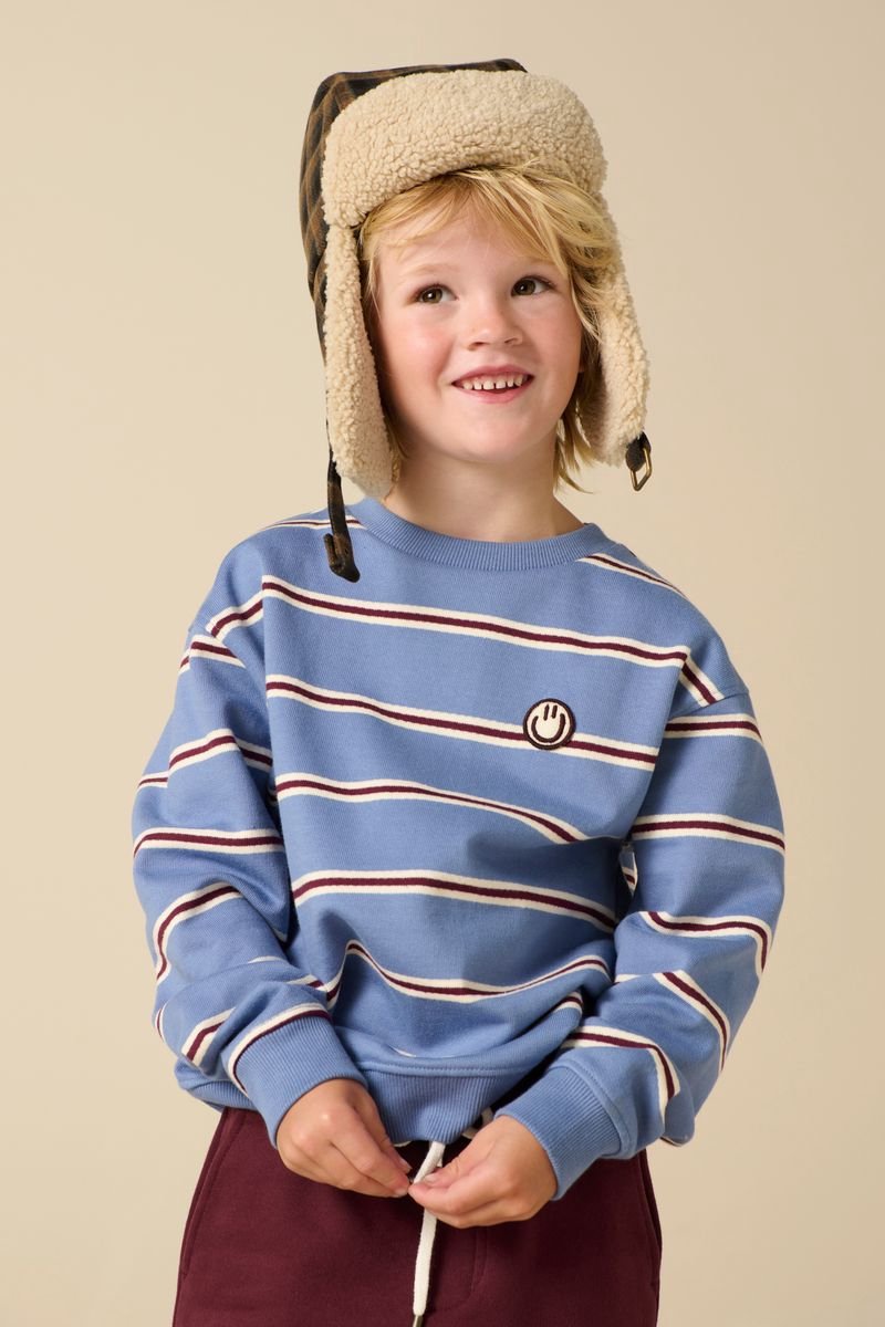 Sissy-Boy - Blauwe gestreepte sweater met smiley