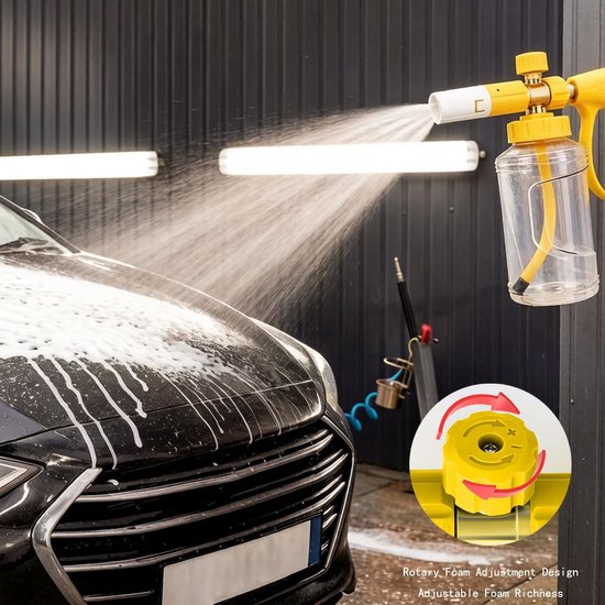 Schuimpistool voor autowas, 22 mm/14 mm opzetstuk, perslucht schuimlans voor hogedrukreiniger, universeel schuimkanon met 1 liter tank voor dicht schuim, professionele reiniging van auto's en — afbeelding 3
