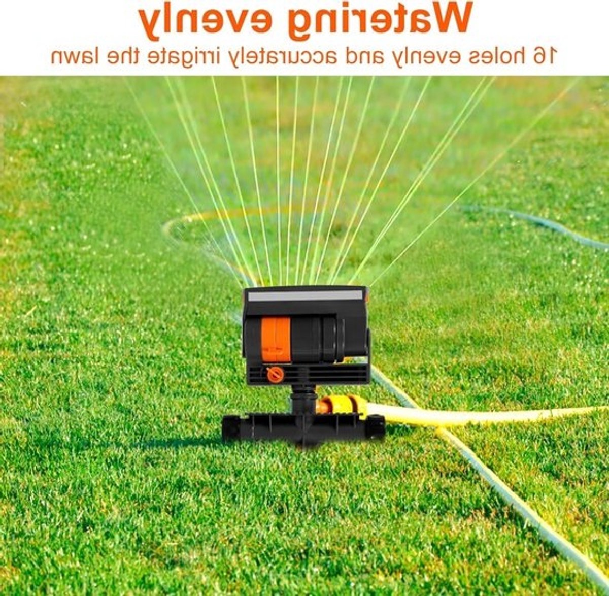 Set van 2 vierkante sproeiers met 16 gaten, automatische rotatiefunctie, ideaal voor tuinirrigatie en gazons tot 90 m², efficiënt sproeisysteem voor optimale waterverdeling