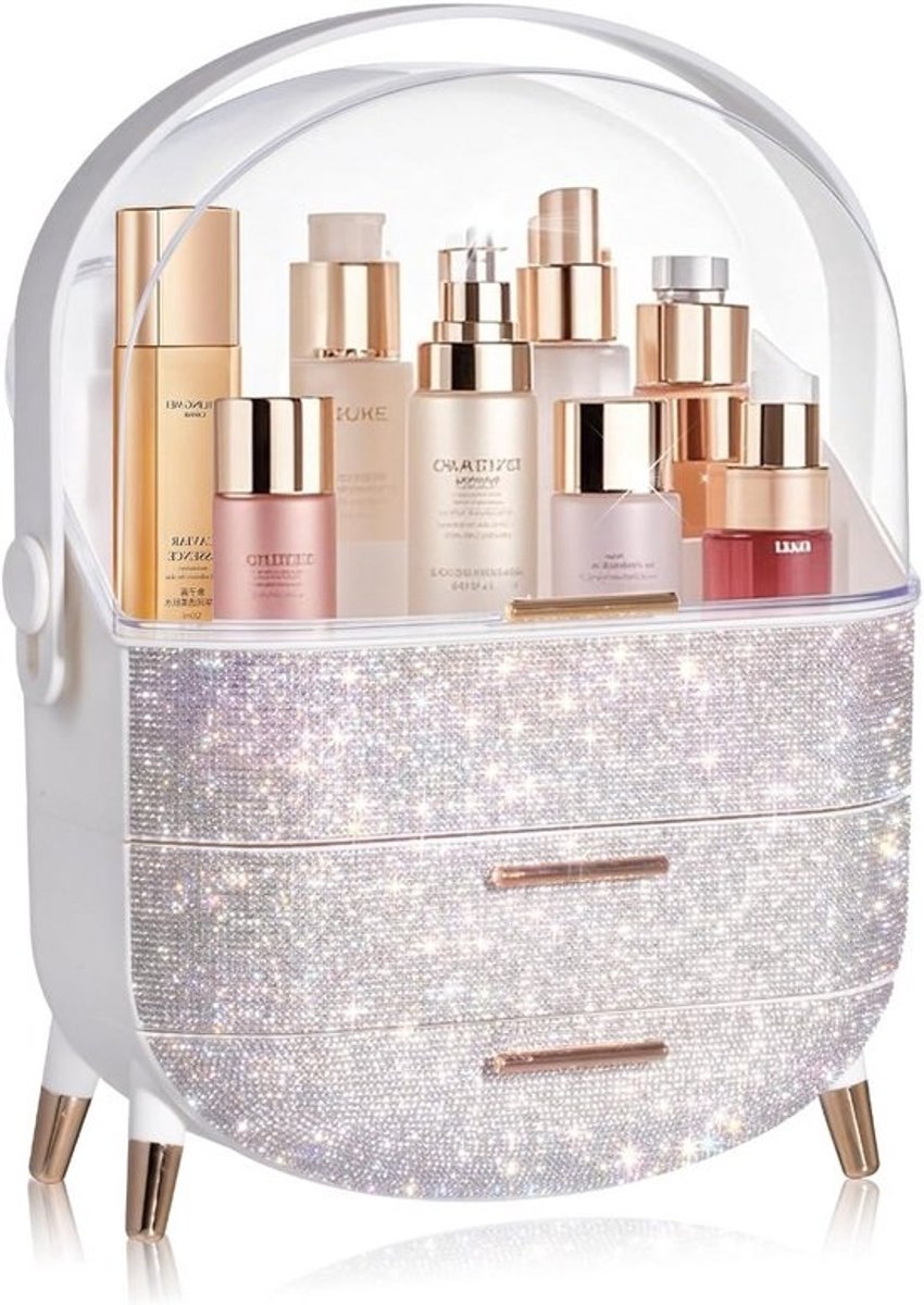 Eivorm make-up opbergdoos - Ovaal cosmetica organizer voor aanrecht in preppy stijl