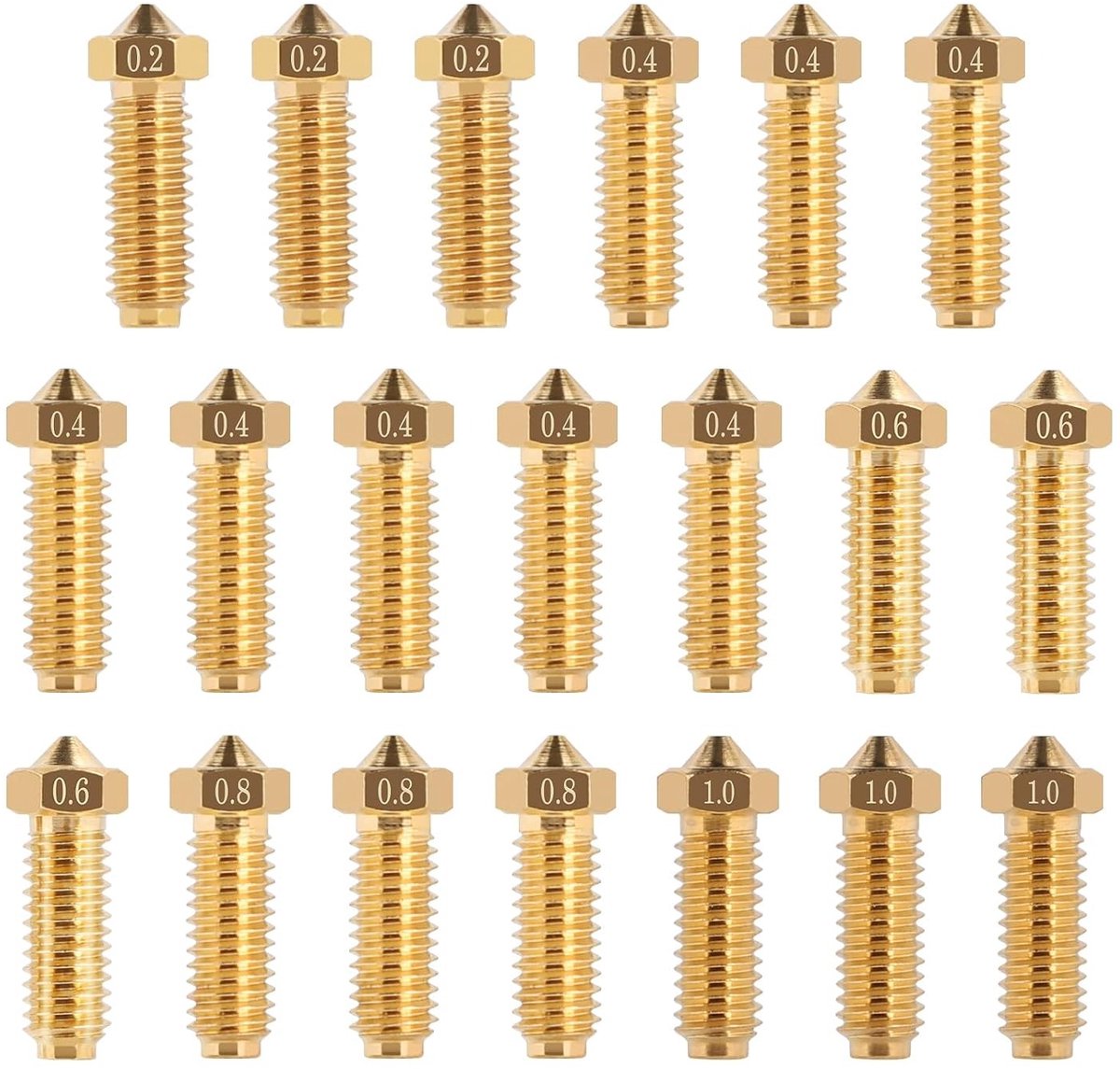 20-delige spuitmondset voor 3D-printers, compatibel met Anycubic Kobra 2, Kobra 2 Pro, Kobra 2 Plus en Kobra 2 Max, inclusief diverse maten voor optimale printresultaten