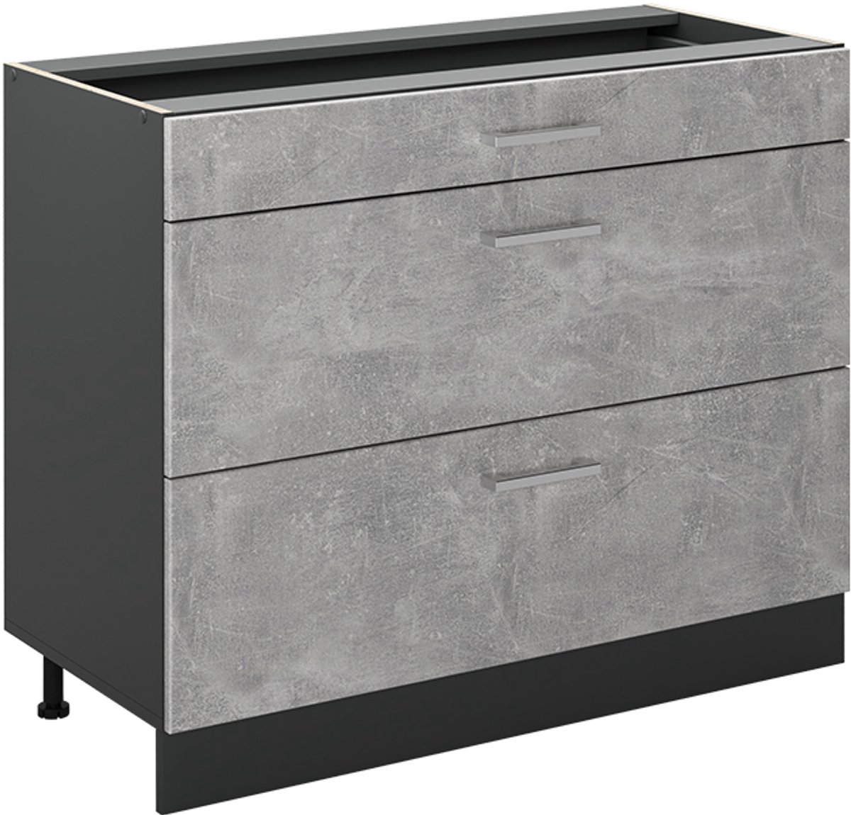 Vicco Keukenonderkast R-Line, Beton/Antraciet, 100 cm zonder werkblad