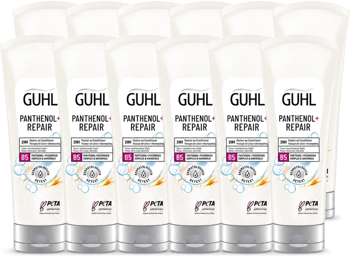 12 x Guhl – 2-in-1 Masker & Conditioner – Panthenol+Repair – 200 ml - Voordeelverpakking - 12 stuks
