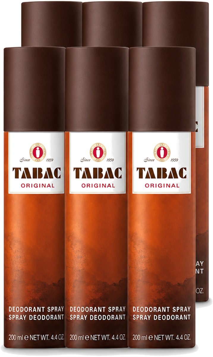 6 x Tabac Original - Deodorant Spray - Anti-transpirant - 200 ml - Voordeelverpakking - 6 stuks