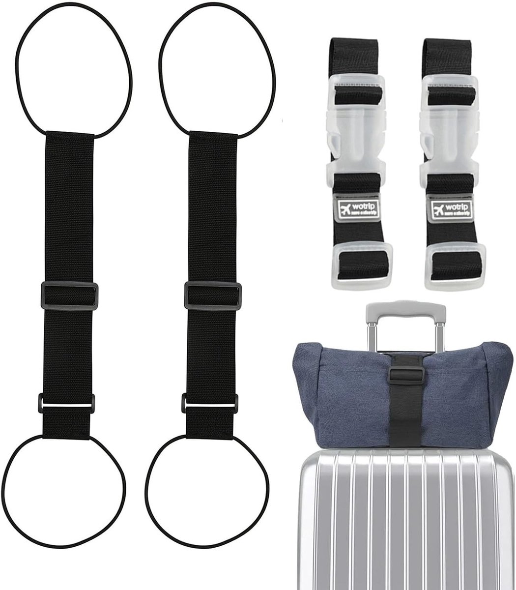 Verstelbare Elastische Bagagestraps en Handgrepen voor Koffers - 2 Stuks, Ideaal voor Reizen, Veiligheid en Organisatie van Bagage