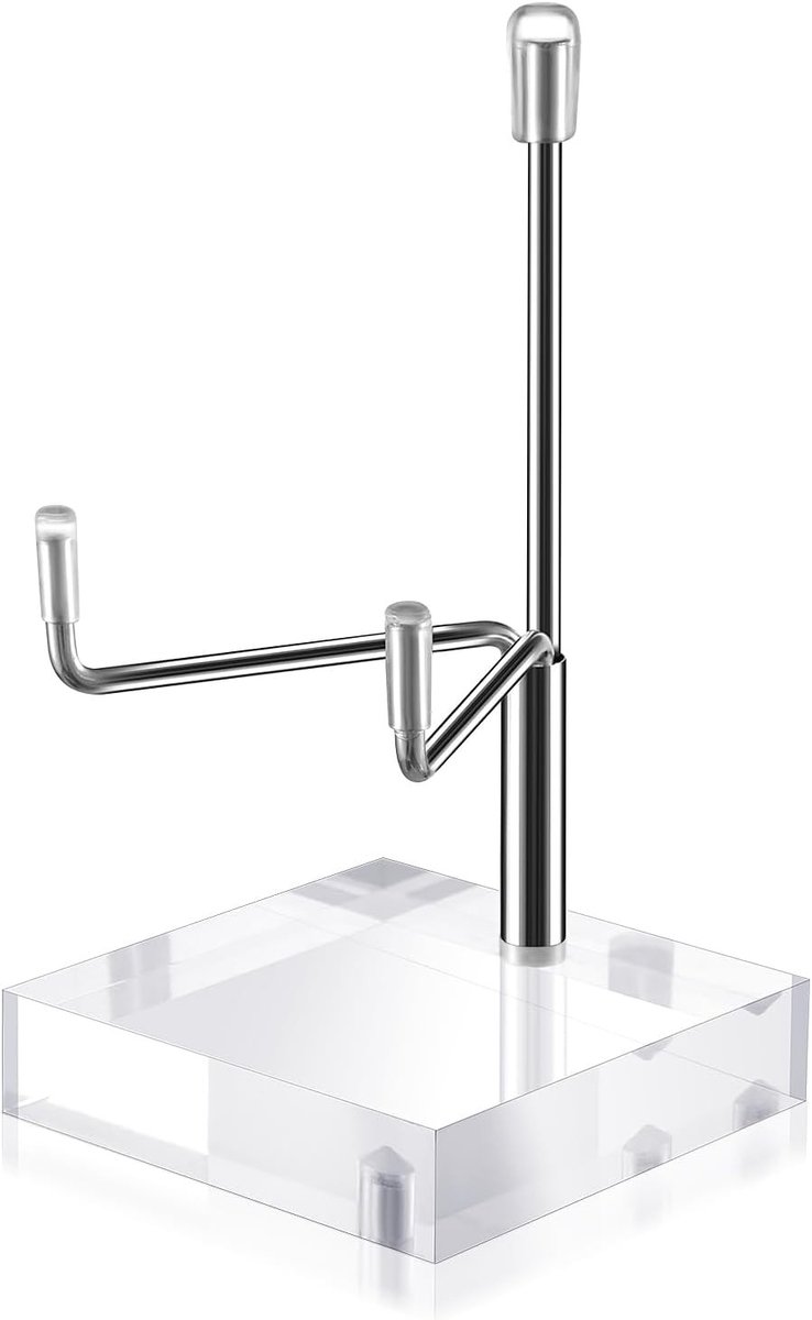 Verstelbare metalen ezelstandaard met acryl basis, compacte houder voor fossielen, kristallen, geodes en decoratieve verzamelobjecten