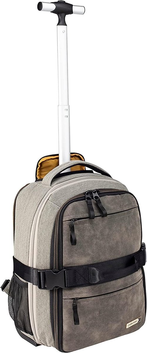 Laptoptas met wieltjes - Navy met roze details - 40x30x20 cm - Lichtgewicht hybride rugzak trolley - Cabine handbagage