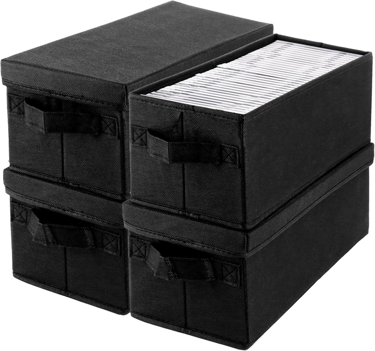 Set van 4 Opbergdozen voor CD's en DVD's, 36 x 16 x 14 cm, Ideaal voor Organisatie en Ruimtebesparing