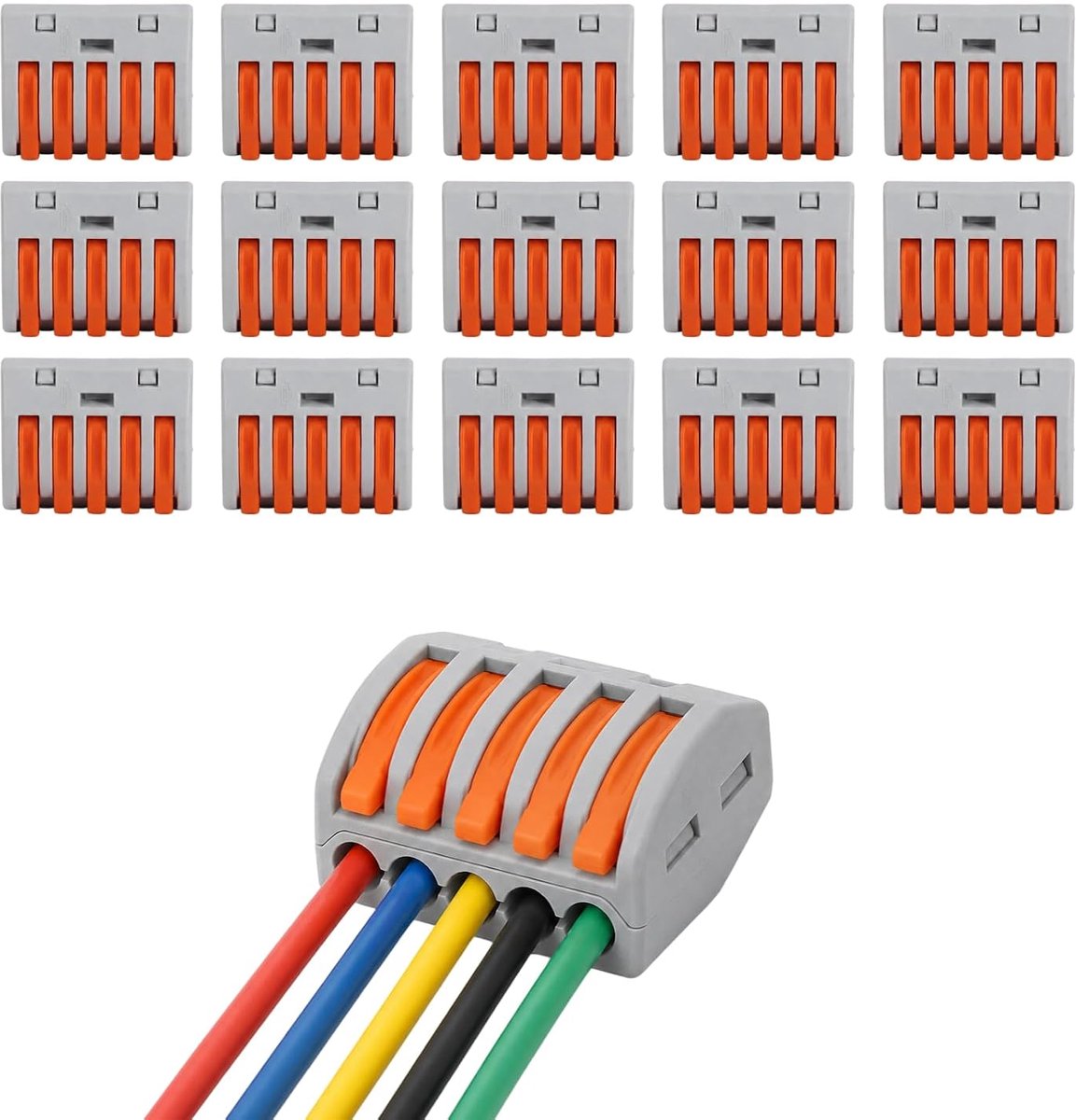 Kabelverbinder 5-polig - 15 stuks verbindingsklemmen met hendel - eenvoudige installatie - ShopVlot