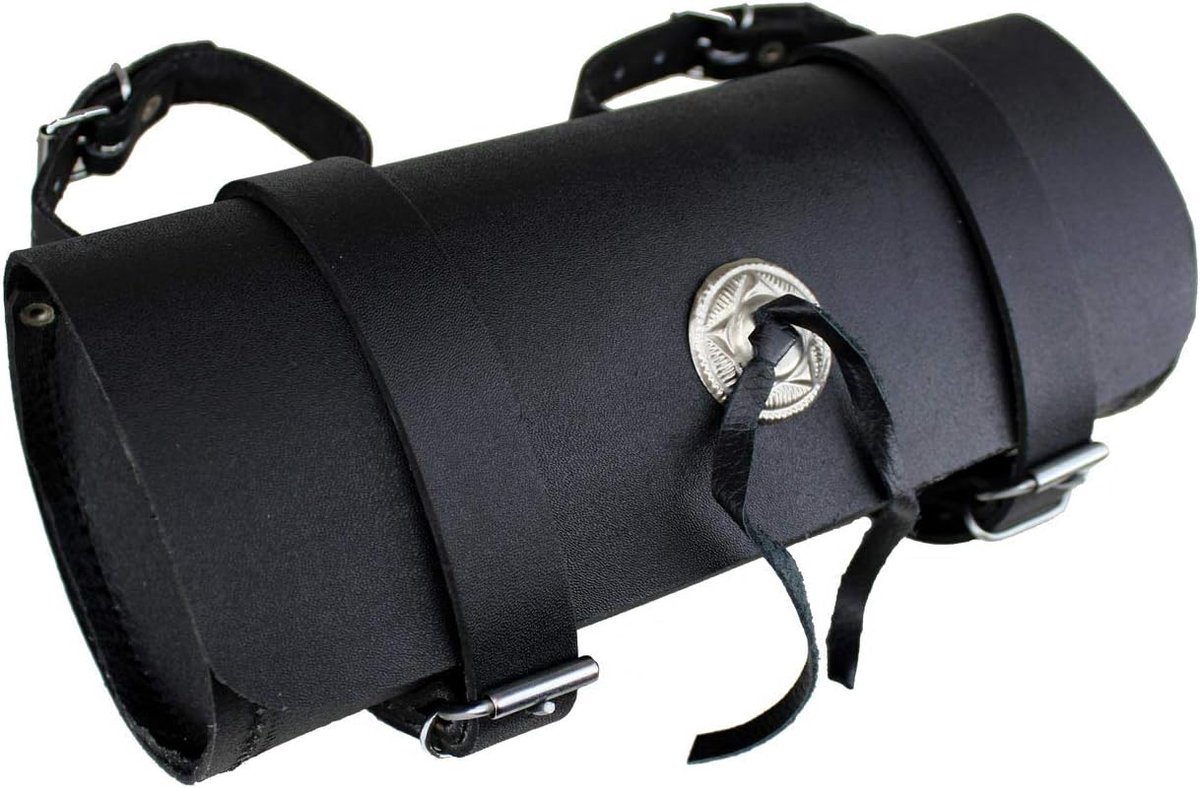 Gereedschapstas motorfiets 30 cm - echt leer zwart - waterdicht - ideaal voor chopper en biker - ShopVlot