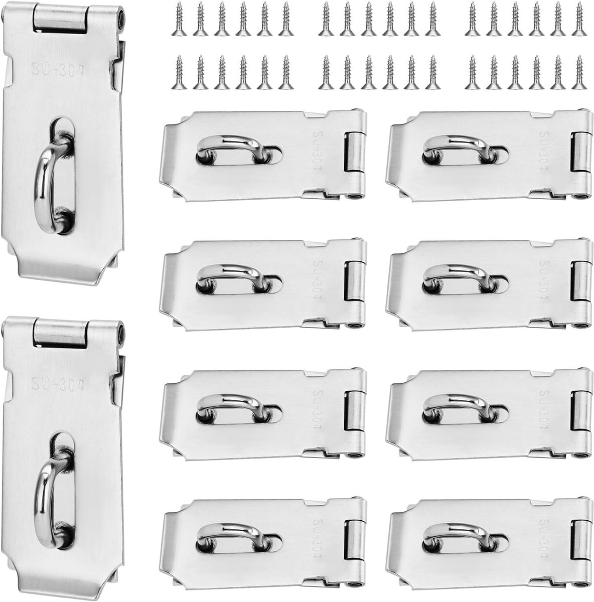 10 Stuks 3 Inch Hangslot Hasp, Roestvrijstalen Deurslot voor Veiligheid, Inclusief 80 Bevestigingsschroeven, Ideaal voor Voor- en Achterdeuren, Kasten en Poorten